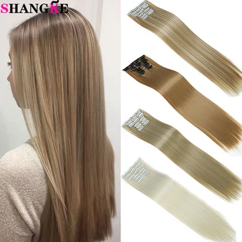 SHANGKE 16 Clips Synthetic Long Straight Clip in Hair Extension High Temperature Fiber Black Brown Blonde Hair Piece Fake Hair
SHANGKE 16 Clips Synthetic Long Straight Clip in Hair Extension High Temperature Fiber Black Brown Blonde Hair Piece Fake Hair
