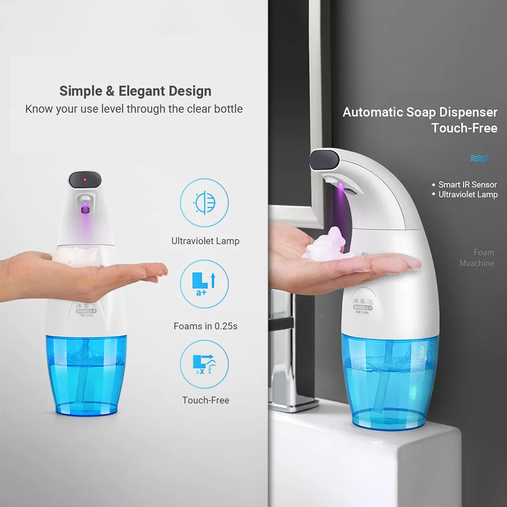 Automatic Soap Dispenser Touchless Foaming Soap Dispenser Pump with Ultraviolet Lamp 2 Bottles Smart IR Sensing Handwash Machine
Automatic Soap Dispenser Touchless Foaming Soap Dispenser Pump with Ultraviolet Lamp 2 Bottles Smart IR Sensing Handwash Machine