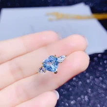 

Romantic Heart Adjustable Ring Inlay Blue Cubic Zirconia Fashion Two-Tone Geometry Jewelry For Women Wedding Engagement Gifts