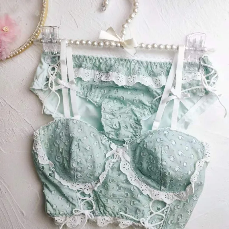Japanese Cute Sexy Bra and Panty Set Underwear Women Lace Lingerie Cotton Brallette Bandage Bra Panties Intimate Sets Loungewear
Japanese Cute Sexy Bra and Panty Set Underwear Women Lace Lingerie Cotton Brallette Bandage Bra Panties Intimate Sets Loungewear