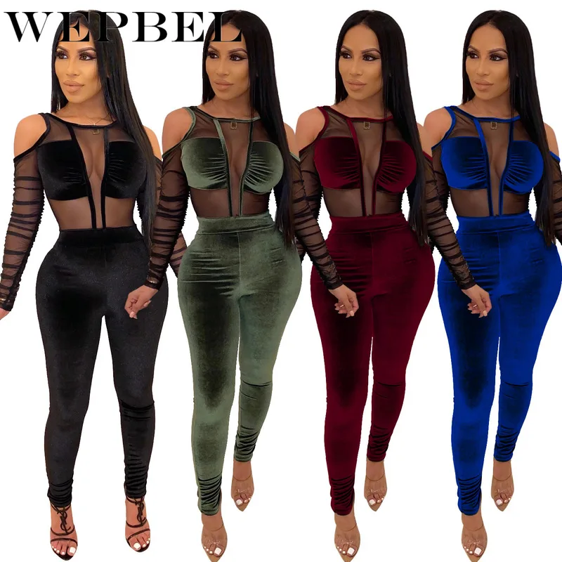 WEPBEL Women's Set Tracksuit Two Piece Set Sexy Night Club Party Outfits Full Sleeve Mesh Velvet Bodysuits + Pants Suit
WEPBEL Women's Set Tracksuit Two Piece Set Sexy Night Club Party Outfits Full Sleeve Mesh Velvet Bodysuits + Pants Suit