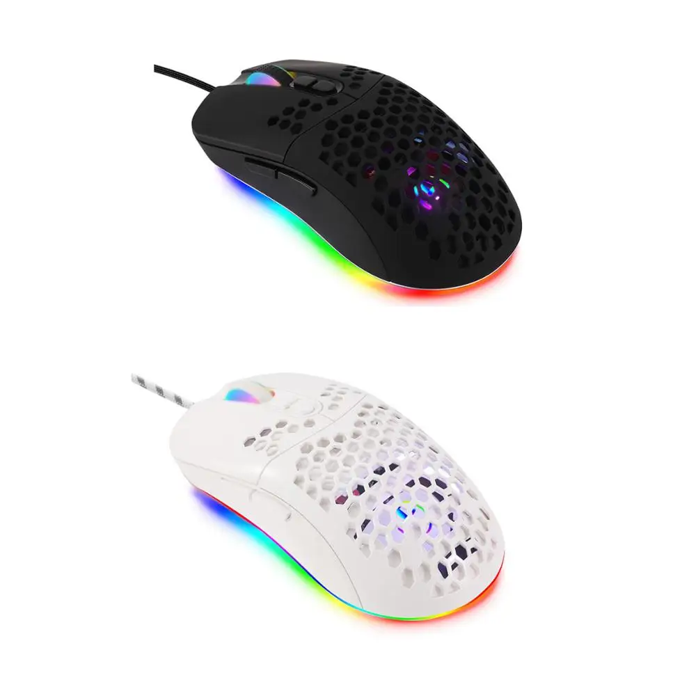 

USB Wired Lightweight Gaming Mouse 5 RGB Backlit Mouse with 7 Buttons 7200DPI Honeycomb Shell Mouse for PC Laptop Notebook