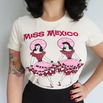 Miss Mexico Funny Women Dancing Screen Print Tshirt Cute Vintage Graphic Souvenir Tee Loose Cotton Hipster Outdoor Women T shirt
Miss Mexico Funny Women Dancing Screen Print Tshirt Cute Vintage Graphic Souvenir Tee Loose Cotton Hipster Outdoor Women T shirt