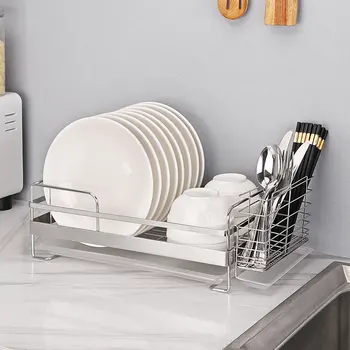 Kitchen Storage Rack Dish Tableware Stainless Steel Metal Drainer BowlCountertop On Counter with Utensil SilverwareHolder
Kitchen Storage Rack Dish Tableware Stainless Steel Metal Drainer BowlCountertop On Counter with Utensil SilverwareHolder
