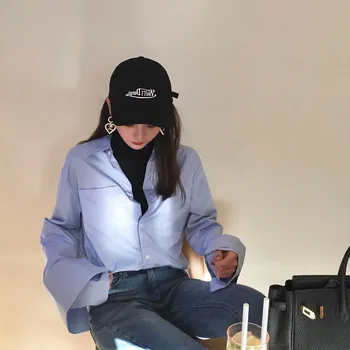 Y Mock Two-Piece Stack Arm Design Versatile Long-sleeve Blouse Loose 2020 New Style Autumn Textured Blue Shirt
Y Mock Two-Piece Stack Arm Design Versatile Long-sleeve Blouse Loose 2020 New Style Autumn Textured Blue Shirt