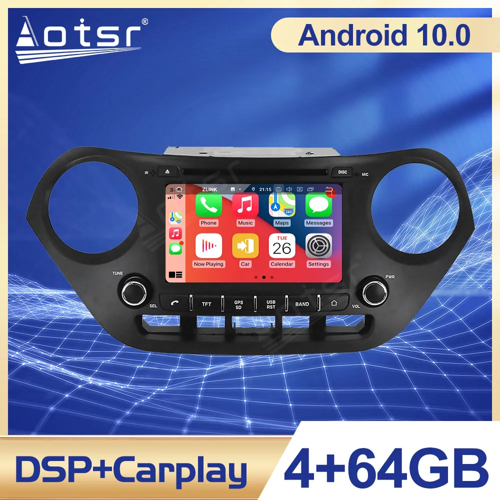 Автомагнитола PX5/PX6 Android 10 с DVD-плеером GPS-навигацией для Hyundai I10 I-10 2013 | Автомобили и