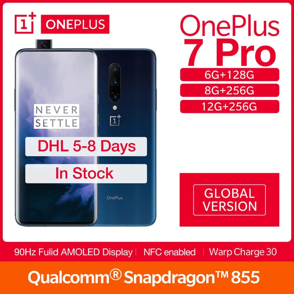 OnePlus 7 Pro глобальная версия 6 67 &quot90 ГГц 6/8/12 Гб RAM 128/256 ГБ ROM Snapdragon 855 48MP смартфон NFC