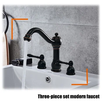 SUSEMSE Combination faucet all copper black Three-piece set modern faucet bathroom faucet Faucet Tap 
SUSEMSE Combination faucet all copper black Three-piece set modern faucet bathroom faucet Faucet Tap