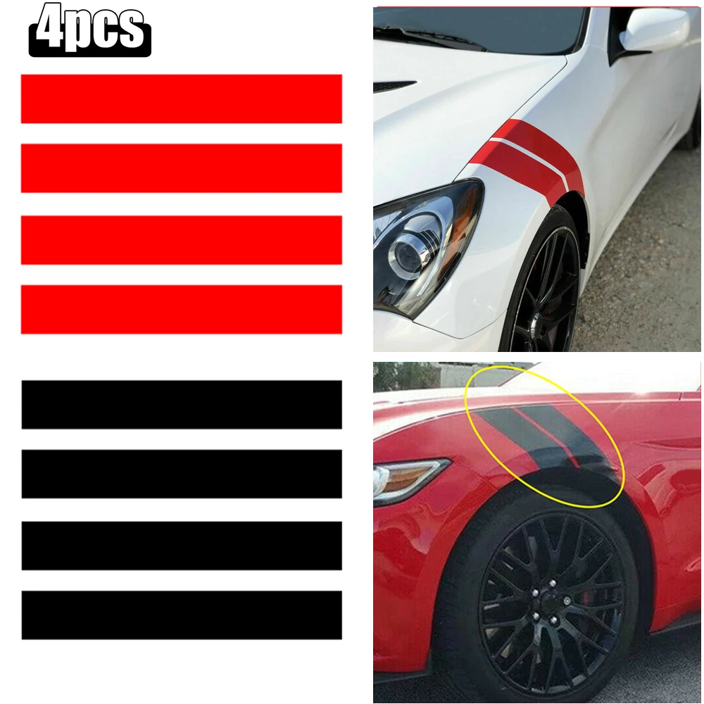 4Pcs Universal Car Front Hood Fender Stripes Decal Sticker Decoration Black Red Accessories
4Pcs Universal Car Front Hood Fender Stripes Decal Sticker Decoration Black Red Accessories