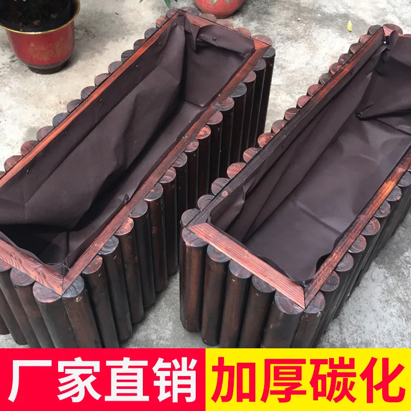Wood Preservative Flower Box Roof Rectangular Outdoor Balcony Planter Extra Large Planter Carbonated Solid Wood Flowerpot
Wood Preservative Flower Box Roof Rectangular Outdoor Balcony Planter Extra Large Planter Carbonated Solid Wood Flowerpot