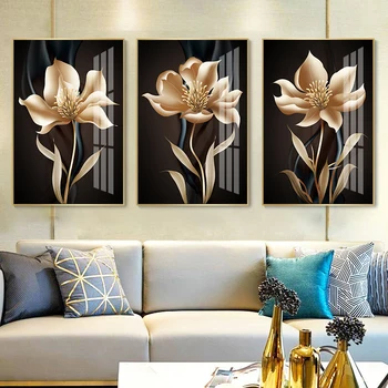 Abstract Black Golden Flower Wall Art Canvas Painting Nordic Posters and Prints Wall Pictures for Living Room Modern Home Decor 
Abstract Black Golden Flower Wall Art Canvas Painting Nordic Posters and Prints Wall Pictures for Living Room Modern Home Decor