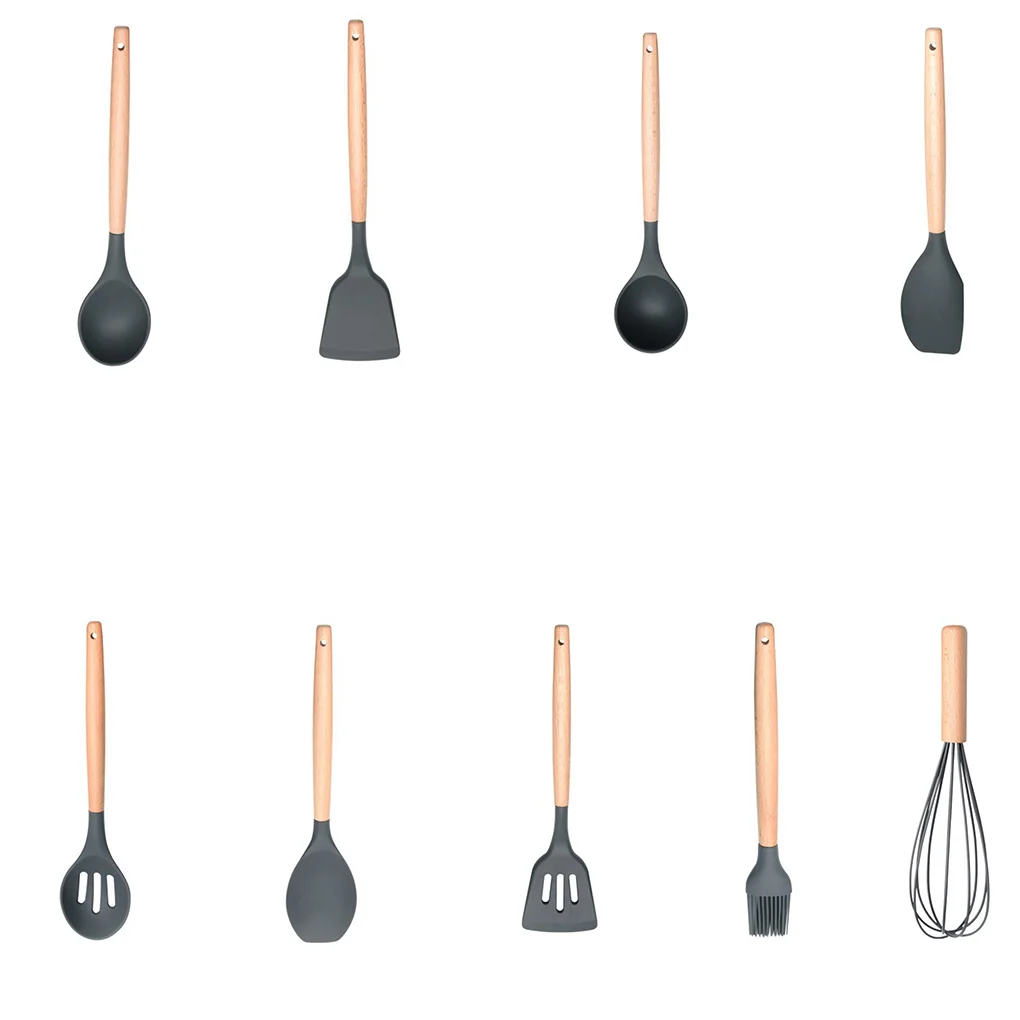 Silicone Kitchen Tools Cooking Sets Soup Spoon Spatula Non-stick Shovel with Wooden Handle Special Heat-resistant Design
Silicone Kitchen Tools Cooking Sets Soup Spoon Spatula Non-stick Shovel with Wooden Handle Special Heat-resistant Design