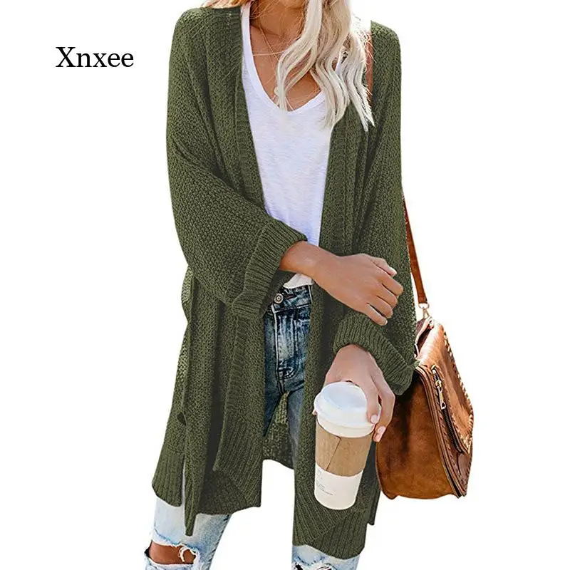 

New Autumn Sweaters Long Sleeves Cardigan Tops Women Knit Loose Casual Solid Color V-Neck Bat Sleeves Jacket Ribbing Clothing