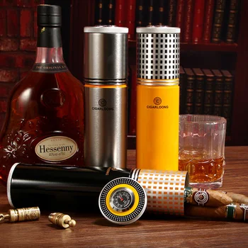 COHIBA MINI Gadgets Yellow&Black&Silver Travel Aluminium Alloy Cigar Tube Portable Jar Metal Humidor W/ Humidifier Hygrometer
COHIBA MINI Gadgets Yellow&Black&Silver Travel Aluminium Alloy Cigar Tube Portable Jar Metal Humidor W/ Humidifier Hygrometer