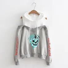 Yaratıcı sıcak satış XXXTentacion off-omuz Hoodies moda rahat kişilik kadın kazak baskı XXXTentacion Streetwear(China)