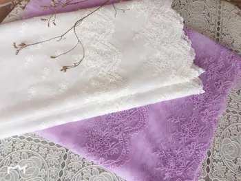 Purple/White Exquisite mesh cotton embroidery clothing lace accessories Lace 35 cm wide 
Purple/White Exquisite mesh cotton embroidery clothing lace accessories Lace 35 cm wide