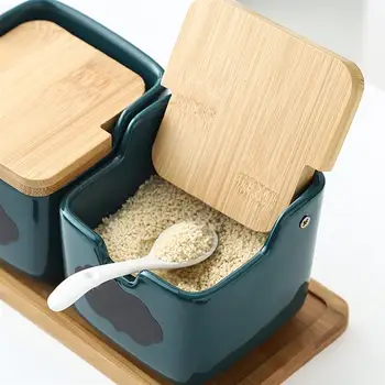 Ceramics Seasoning Pot Kitchen Square Seasoning Pot Simple Storage Box for Home (Green Number 3 Style)
Ceramics Seasoning Pot Kitchen Square Seasoning Pot Simple Storage Box for Home (Green Number 3 Style)