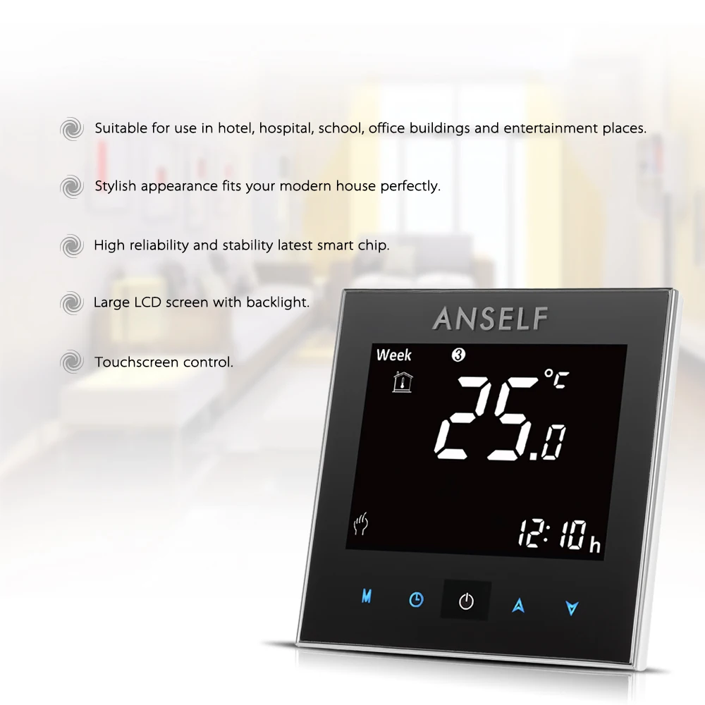Hot Thermoregulator Touch Screen Heating Thermostat for Warm Floor, Water, Electric Heating System Thermostat 16A 110~240V
Hot Thermoregulator Touch Screen Heating Thermostat for Warm Floor, Water, Electric Heating System Thermostat 16A 110~240V