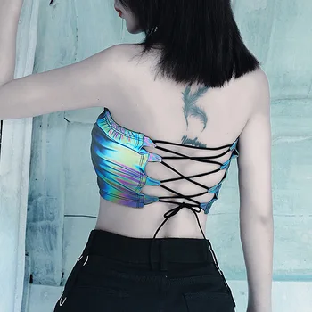 2020 Summer Woman Streetwear New Reflective Sexy Tops For Women Clubwear Lace Up Backless Cami Top Tube Harajuku Croptop
2020 Summer Woman Streetwear New Reflective Sexy Tops For Women Clubwear Lace Up Backless Cami Top Tube Harajuku Croptop