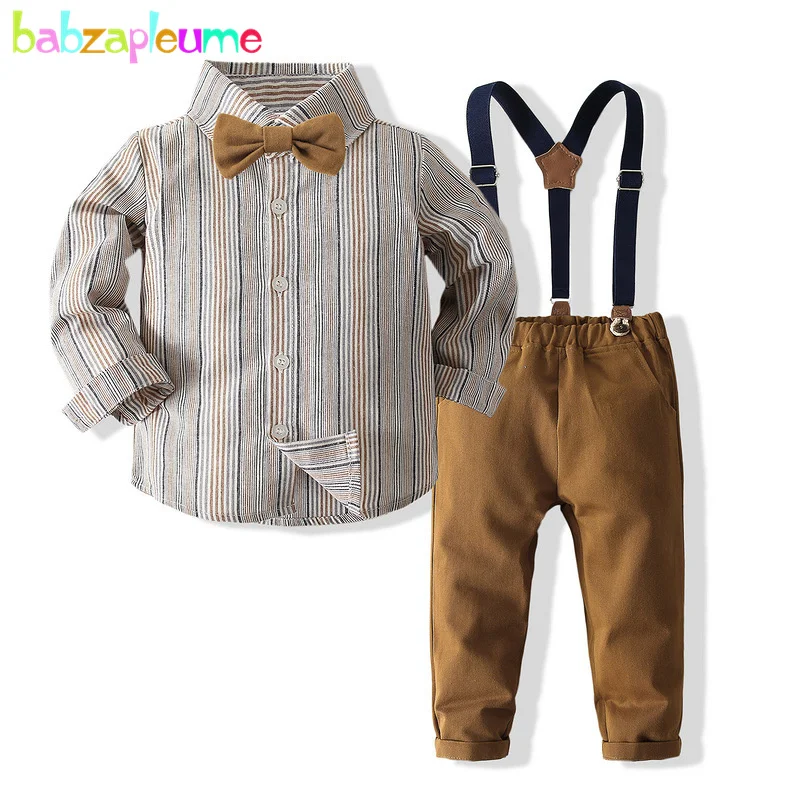 

2Piece Spring Fall Baby Boy Clothes Fashion Gentleman Stripe Long Sleeve Cotton T-shirt+Pants Boutique Kids Clothing Set BC2140