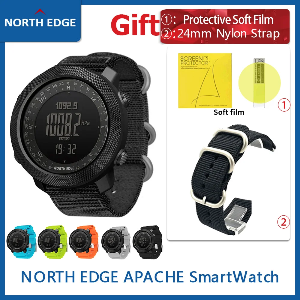 Gift Strap Original NORTH EDGE Men's Digital Watch APACHE 3 Sport Smart Watch Compass Altimeter Barometer Army Waterproof 50m
Gift Strap Original NORTH EDGE Men's Digital Watch APACHE 3 Sport Smart Watch Compass Altimeter Barometer Army Waterproof 50m