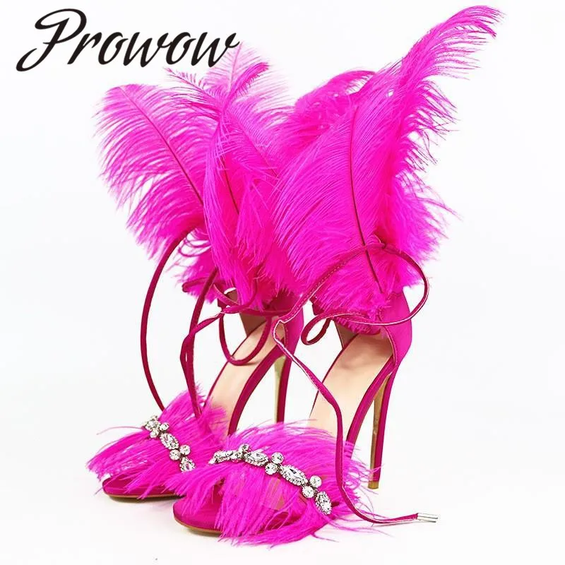 Prowow New Spring Summer Runway Catwalk Crystal Beading Feather Deco HIgh Heels Open Toe Lace Up Sandals Shoes Women
Prowow New Spring Summer Runway Catwalk Crystal Beading Feather Deco HIgh Heels Open Toe Lace Up Sandals Shoes Women