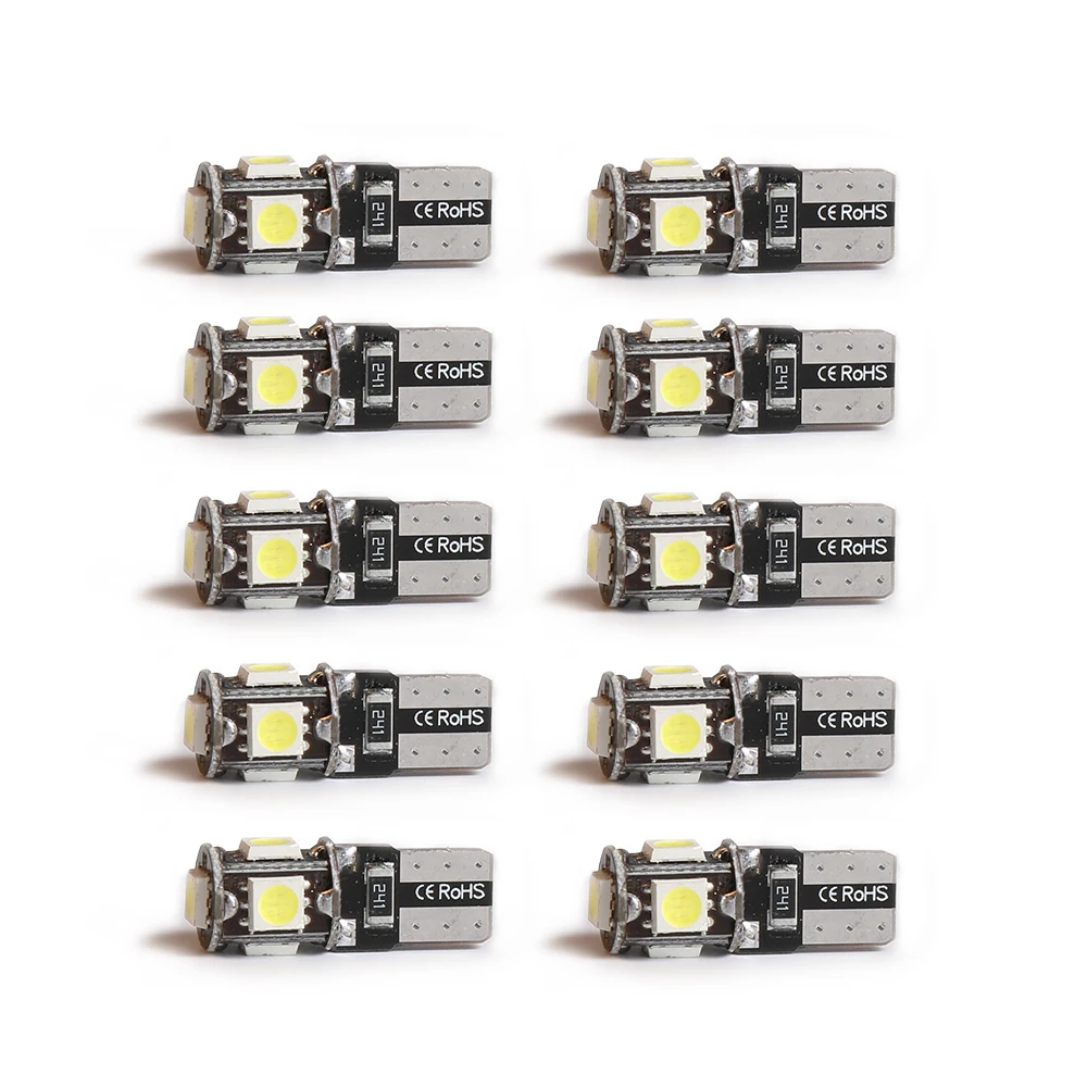 10 шт. Led T10 W5w 5smd 5050 Автомобильный светильник 194 168 w5w лампы Белый Синий Красный DC 12V