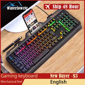 Gaming Keyboard Backlight Wired USB Mechanical Feel Gamer RGB Keyboards 104Keys For HP Surface Pro PC With Phone Holder
Gaming Keyboard Backlight Wired USB Mechanical Feel Gamer RGB Keyboards 104Keys For HP Surface Pro PC With Phone Holder