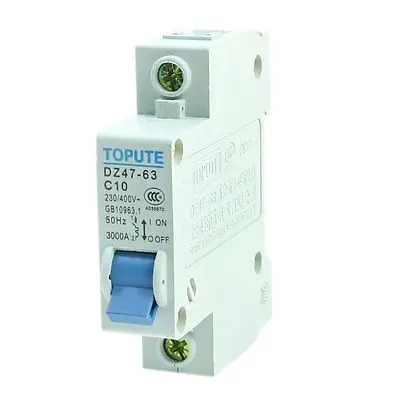 AC 230/400V 10A 3000A Single Pole Miniature Circuit Breaker DZ47-63 C10 
AC 230/400V 10A 3000A Single Pole Miniature Circuit Breaker DZ47-63 C10