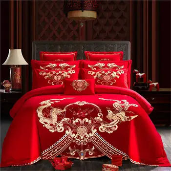 Home Textile Duvet Cover Set for wedding with sheet pillow Comforter Cover Set red color Chinese style Luxury of Bedding Set
Home Textile Duvet Cover Set for wedding with sheet pillow Comforter Cover Set red color Chinese style Luxury of Bedding Set