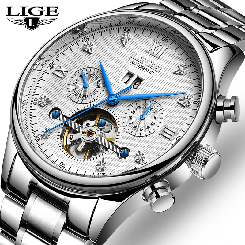 LIGE Fashoin New Mens Watches Top Brand Luxury Tourbillon Automatic Mechanical Watch Men Stainless Steel Waterproof Wrist Watch
LIGE Fashoin New Mens Watches Top Brand Luxury Tourbillon Automatic Mechanical Watch Men Stainless Steel Waterproof Wrist Watch