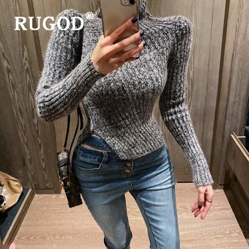RUGOD Turtleneck Sweater Elegant Irregular Pullover Split Jumpers Simplee Slim Fit Winter Tops For Women Korean Style Fall 2019
RUGOD Turtleneck Sweater Elegant Irregular Pullover Split Jumpers Simplee Slim Fit Winter Tops For Women Korean Style Fall 2019