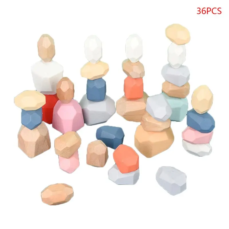36Pcs Children Wooden Colored Stone Stacking Game Building Block Educational Toy
36Pcs Children Wooden Colored Stone Stacking Game Building Block Educational Toy