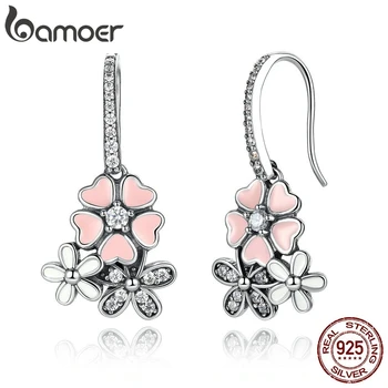 BAMOER 100% 925 Sterling Silver Pink Flower Poetic Daisy Cherry Blossom Drop Earrings with Pearl Back Jewelry SCE016
BAMOER 100% 925 Sterling Silver Pink Flower Poetic Daisy Cherry Blossom Drop Earrings with Pearl Back Jewelry SCE016