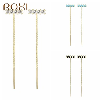 ROXI Elegant Square Zircon Crystals Stud Earrings for Women Long Drop Piercing Earrings Unusual Silver 925 Jewelry Earrings 
ROXI Elegant Square Zircon Crystals Stud Earrings for Women Long Drop Piercing Earrings Unusual Silver 925 Jewelry Earrings