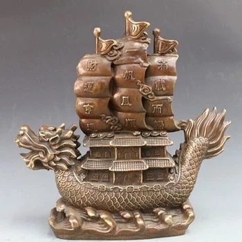 ---522+++China Bronze Copper Dragon Boat Sailboat Home Feng shui Attract Wealth Statue
---522+++China Bronze Copper Dragon Boat Sailboat Home Feng shui Attract Wealth Statue
