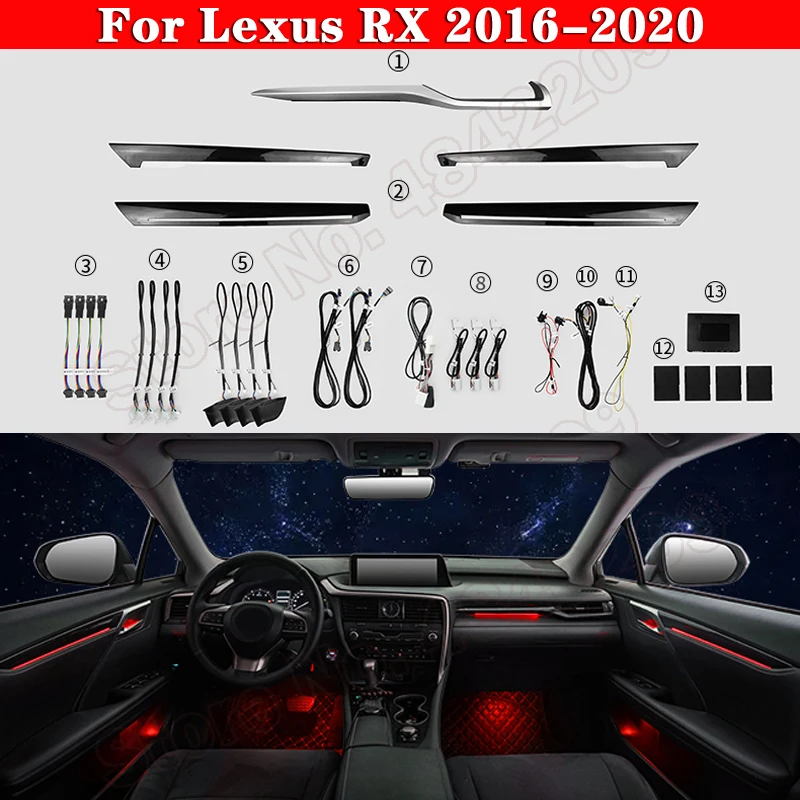 Car Ambient Light For Lexus RX 2016-2020 Original Car Button Control Decorative LED 64 colors Atmosphere Lamp illuminated Strip
Car Ambient Light For Lexus RX 2016-2020 Original Car Button Control Decorative LED 64 colors Atmosphere Lamp illuminated Strip
