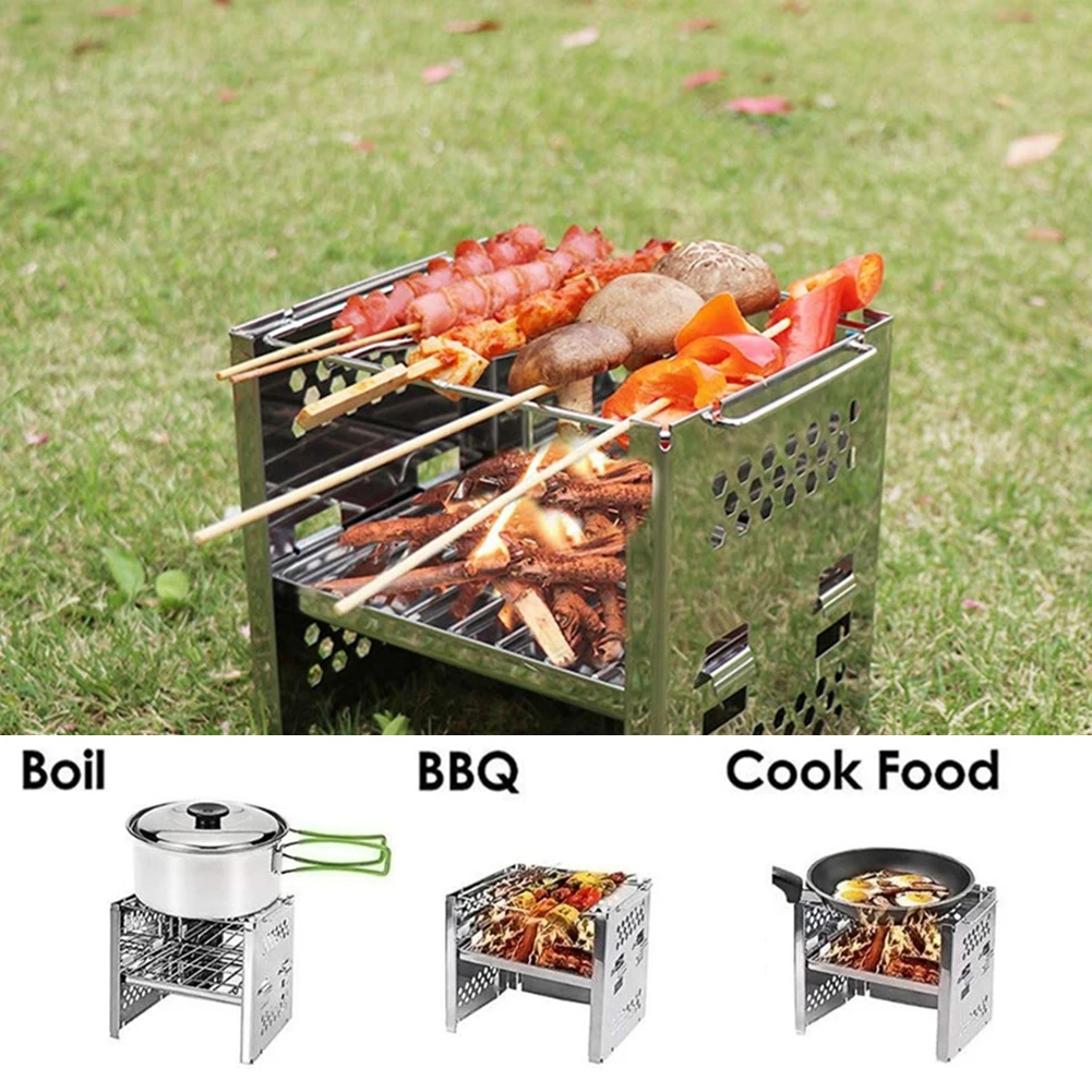 Timber Camping Stove Stainless Steel Stove with Windscreen Detachable Foldable Stove for BBQ Camping Cooking
Timber Camping Stove Stainless Steel Stove with Windscreen Detachable Foldable Stove for BBQ Camping Cooking