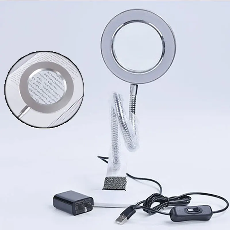 Лампа-лупа для тату с зажимом 8X светодиодсветильник лампа холодного света USB