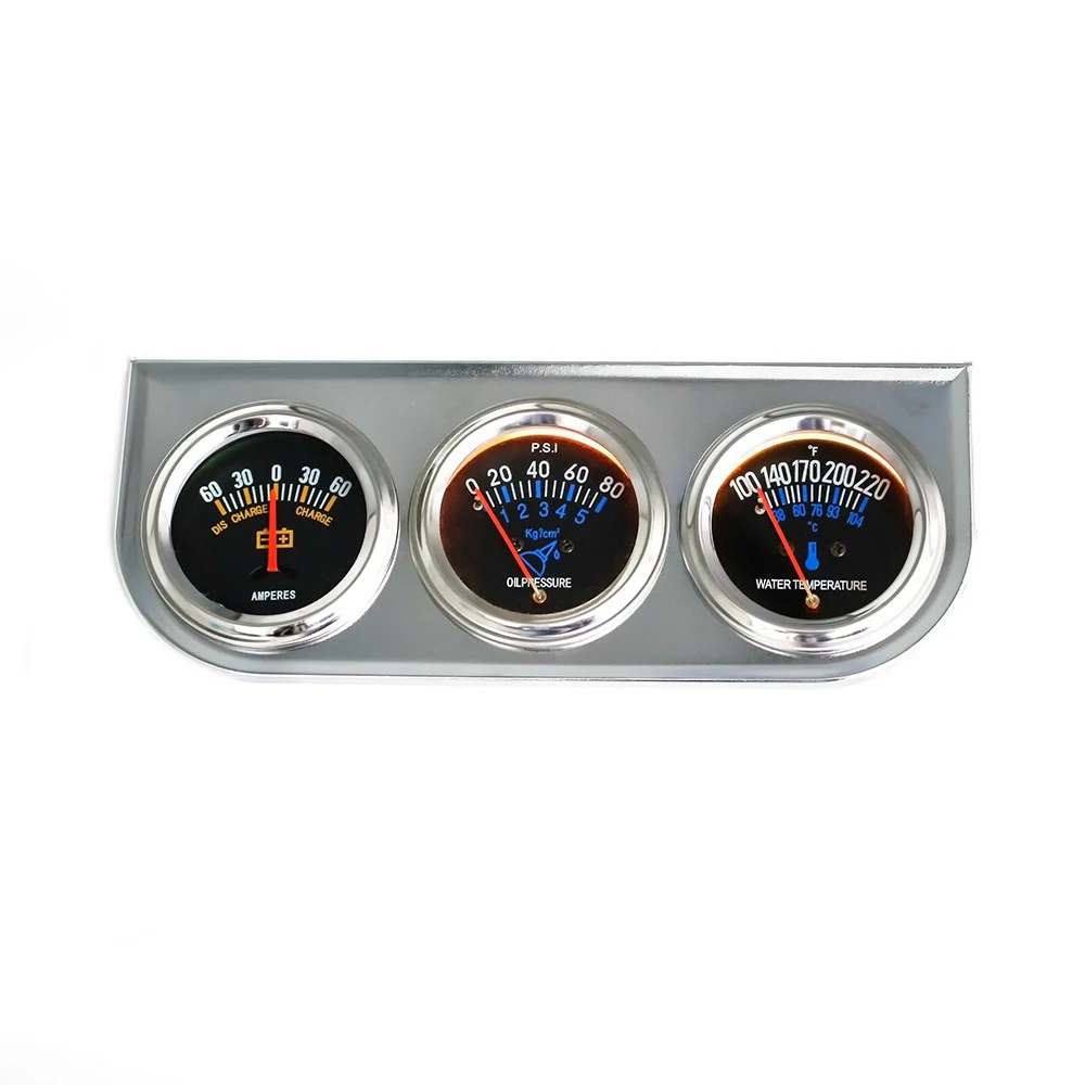 Universal Hydraulic Water Temperature Current Meter Three In One Car Instrument 12V 2"(52mm) Triple Table 3 in 1 Gauge AMP Kit
Universal Hydraulic Water Temperature Current Meter Three In One Car Instrument 12V 2"(52mm) Triple Table 3 in 1 Gauge AMP Kit