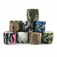 新 5 センチメートル x 4.5 メートル迷彩迷彩バンドエイド粘着包帯ラップストレッチ自己接着性テープ手首足首スライススポーツ安全(China)