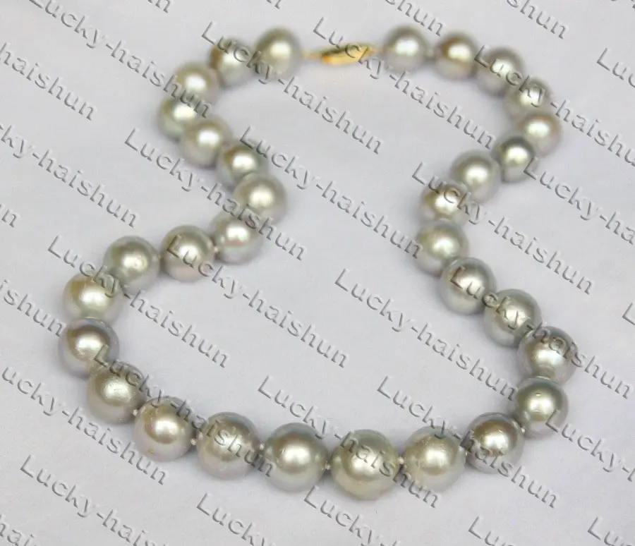 

Genuine 17" 14mm Round Gray Freshwater Pearls Necklace 14K Gold Clasp C448 Initial Necklace Gothic Necklace For Women