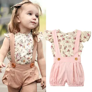 Cute Kids Baby Girl Floral T-shirt Tops Suspender Shorts Bib Pant Overalls 2PCS Summer Princess Girls Clothes Set
Cute Kids Baby Girl Floral T-shirt Tops Suspender Shorts Bib Pant Overalls 2PCS Summer Princess Girls Clothes Set
