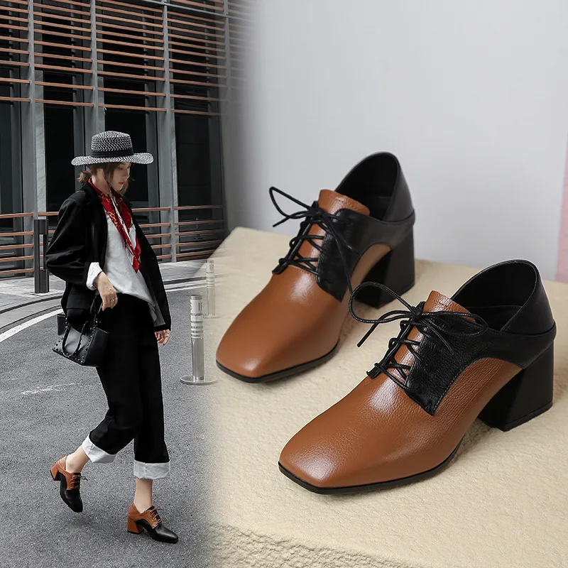 Step on with Small Leather Shoes 2019 Spring And Autumn New Style Chunky High Heel Shoes Deep Mouth Women's Lace-up England Leat
Step on with Small Leather Shoes 2019 Spring And Autumn New Style Chunky High Heel Shoes Deep Mouth Women's Lace-up England Leat