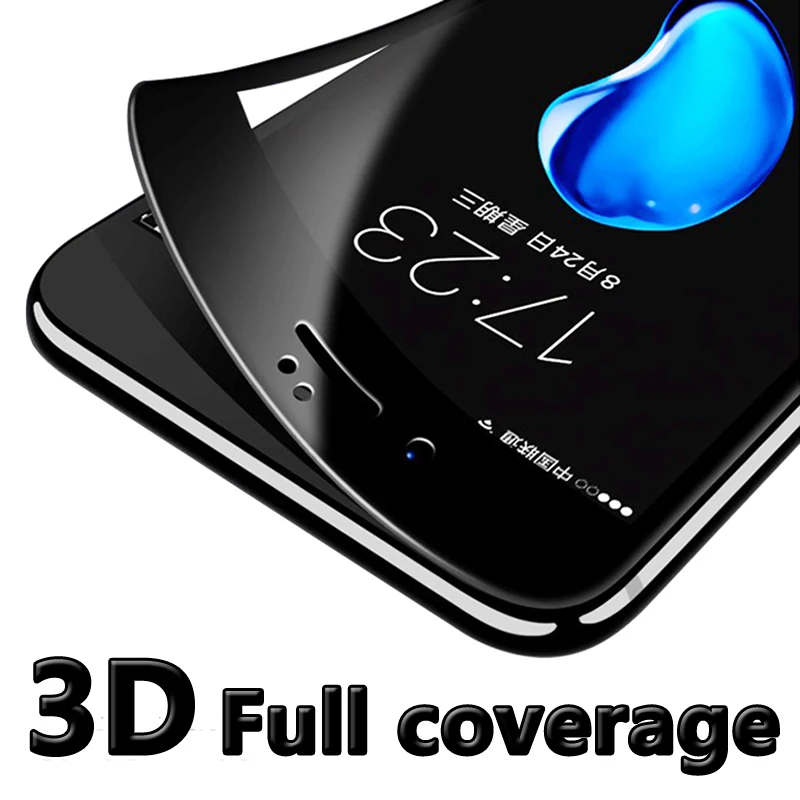 3D полное покрытие Закаленное стекло Защитная пленка для экрана iPhone 6 6S 7 8 Plus 9H HD