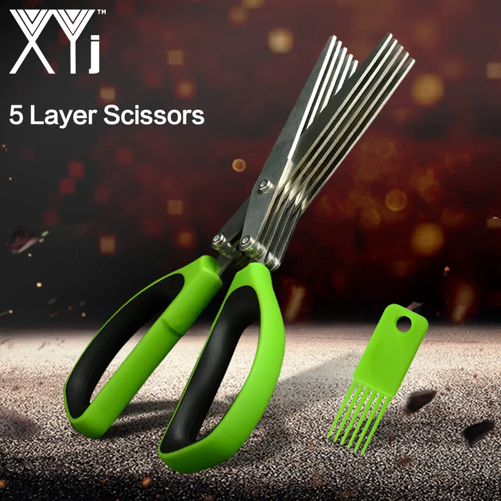 XYj 5-слойные кухонные ножницы для резки Многофункциональные ножи из нержавеющей