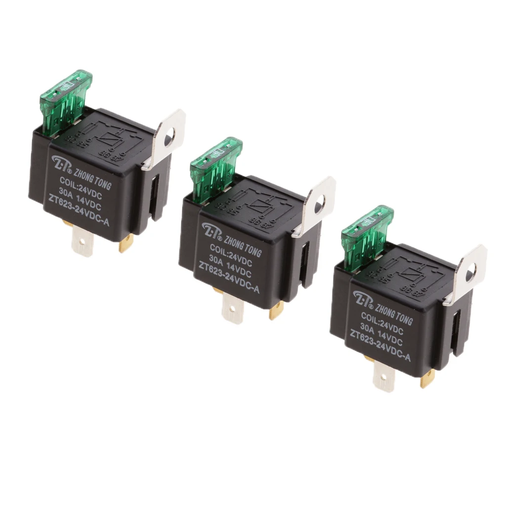 3pcs 24V 30A 4 Pin SPST Relay On/Off Switch Control for Car Truck 3pcs 24V 30A 4 Pin SPST Relay On/Off Switch Control for Car Truck
