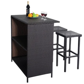 Hight Quality 3 Pcs Patio Outdoor Rattan Wicker Bar Table 2 Stools Set Goods Shelves UV Resistance Waterproof Outdoor Furniture
Hight Quality 3 Pcs Patio Outdoor Rattan Wicker Bar Table 2 Stools Set Goods Shelves UV Resistance Waterproof Outdoor Furniture