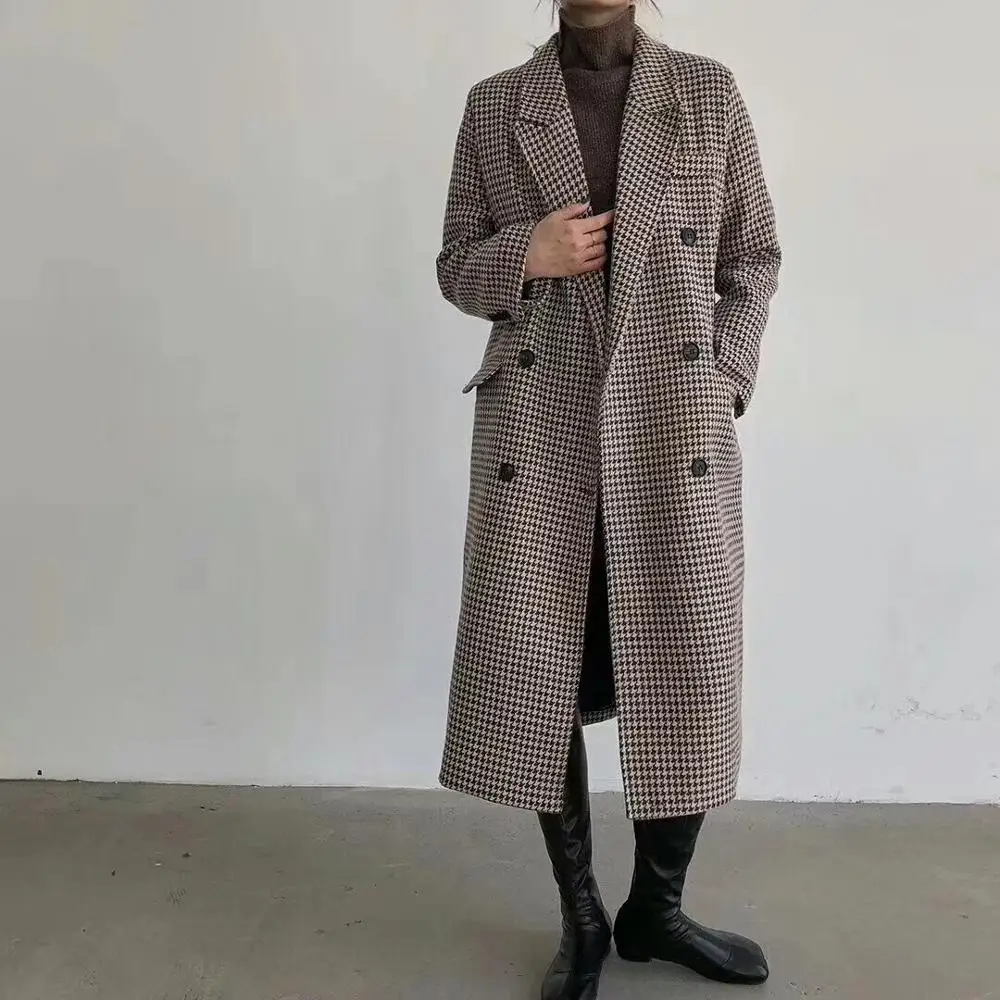 HziriP 2020 New Vintage Houndstooth Woolen Coat Women Winter Clothes Fashion Elegant Double Breasted Warm Faux Wool Blends Coats
HziriP 2020 New Vintage Houndstooth Woolen Coat Women Winter Clothes Fashion Elegant Double Breasted Warm Faux Wool Blends Coats