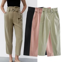 Withered England Style Simple Solid Fashion Sashes High Waist Loose Harem Pants Women Pleated Casual Straight Trousers Women
Withered England Style Simple Solid Fashion Sashes High Waist Loose Harem Pants Women Pleated Casual Straight Trousers Women